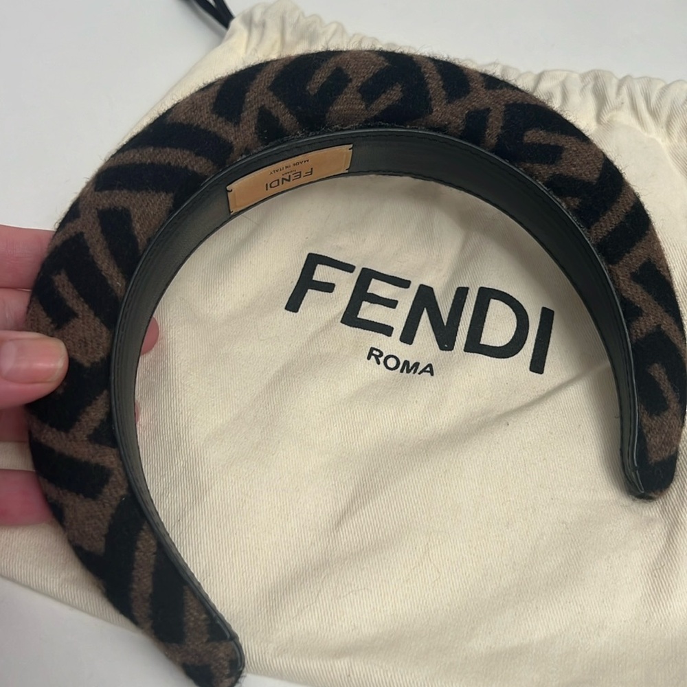 FENDI Headband Brown Black with Dust Bag